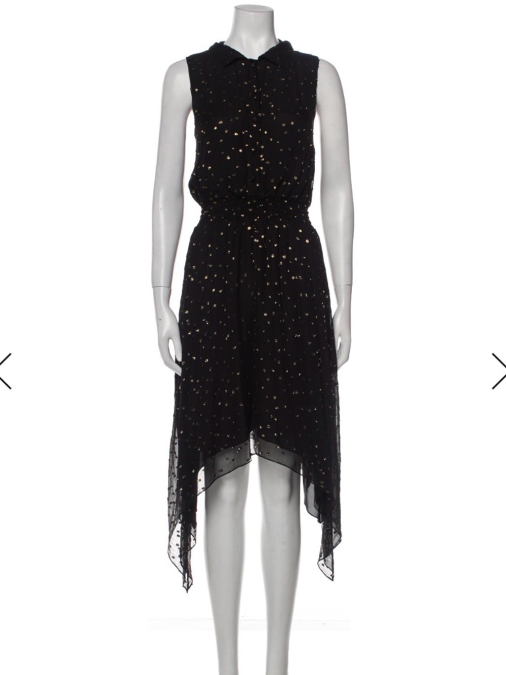 Christian Siriano Black Metallic Dot Handkerchief Dress